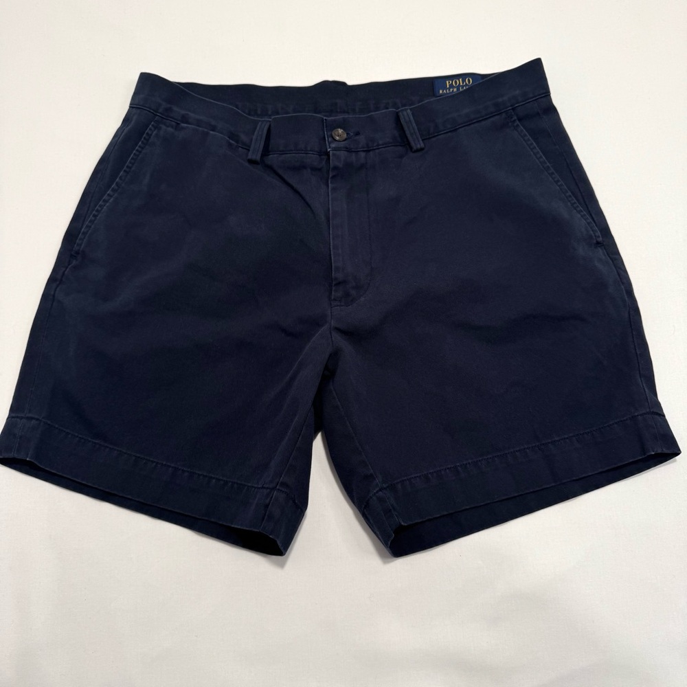 Ralph Lauren Men's Dark Blue Flat Front Shorts size 34 classic fit 6”